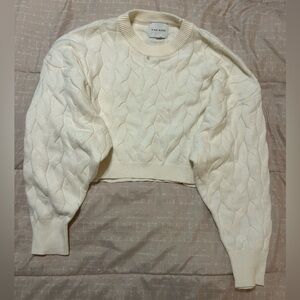 White knit sweater, slightly cropped